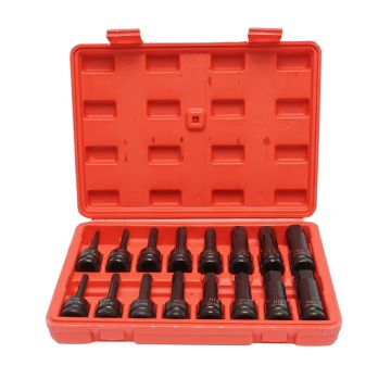 Trusa chei tubulare de impact hexagonale lungi H5-H21, patrat 1/2 inch Cr-Mo 16 piese , Cod: DISTT03
