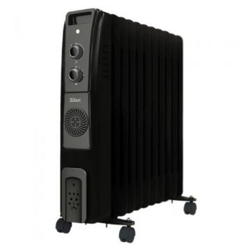 Calorifer Electric cu Ulei, 11 Elementi, Putere 2500W, Termostat Reglabil, Negru