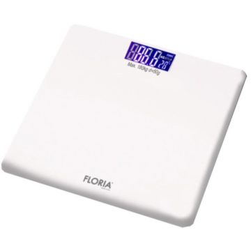Cantar de Baie Floria, Sticla, Indicator Descarcare Baterie, 150 kg, Alb