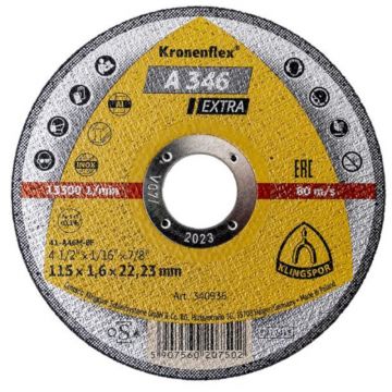 Disc Debitare A 346 Extra, Inox si Metal, 115 x 1.6 x 22.23 mm