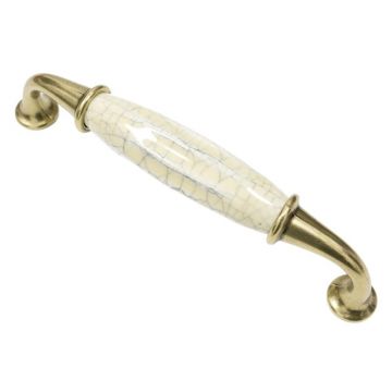 Maner Ceramica Model Murena, 128 mm, Finisaj Antic Auriu/Alb