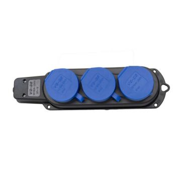 Prelungitor Cauciucat Exterior, 3 Lacasuri, fara Cablu, 16A, IP44