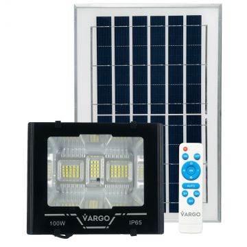 Proiector cu panou solar si telecomanda 100 W, 6500 K V-117924 VARGO