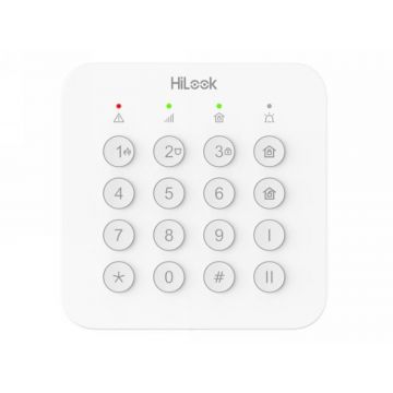 Tastatura pentru sisteme de alarma wireless HiLook, LED, butoane fizice, 868 MHz, ALARM-K201B-WE