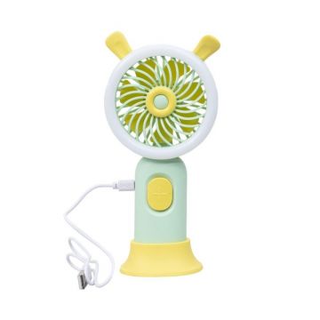 Ventilator de Mana cu Suport, 3 Viteze, 3.7 W, Alimentare USB, Verde