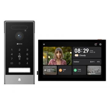 Videointerfon inteligent cu camera 4K, recunoastere biometrica, ecran tactil mare, conectivitate WiFi, HP7-Pro