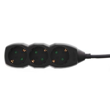 Prelungitor Electric 3 Prize, Negru, Sectiune Cablu 3 x 1.5mm2, Lungime 5 m, Well