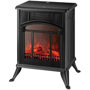 Semineu Electric, 2 Trepte de Putere, 1900 W, Element de Incalzire PTC, Afisaj Realistic, Zilan