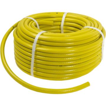 Set 2 x Furtun Gradina, Flexibil, Rezistent la Radiatii UV si la Frig, Armat, cu Insertie 1/2 Inch, Lungime 50 m, Galben