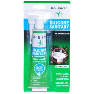 Set 2 x Silicon Sanitar Transparent, Den Braven, 80 ml, Blister