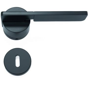 Set Maner si Rozeta P pentru Usi, Model Esus, Fi 52x158 mm, Finisaj Negru Mat