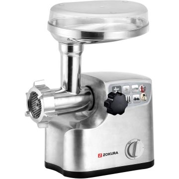 Masina de Tocat Carne Z1242 2 Viteze Functie Reverse 2000W Argintiu