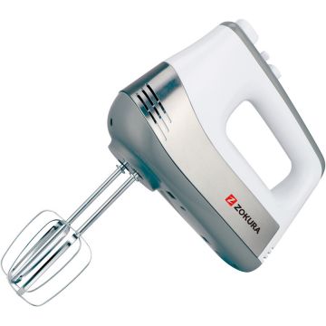 Mixer de Mana Z1507 5 Trepte de Viteza Accesorii in Cutie Depozitare 500W Alb/Gri