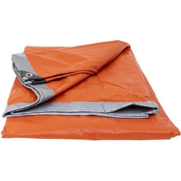 Prelata Impermeabila, 6 x 8 m, cu Inele de Prindere, UV, 130 g/mp, Portocalie