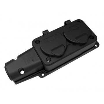 Priza din Cauciuc cu Capac Bemis BK1-1402-3612 2P+E, 2 Iesiri, 16A, 250V, IP54