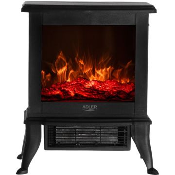 Semineu Electric AD 7754 Efect de Flacare 3D 2 Trepte de Putere 1800W Negru