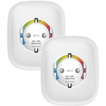 Set 2 Prize Inteligente SP1-HE Wi-Fi Compatibilitate Apple HomeKit 3680W 16A Alb