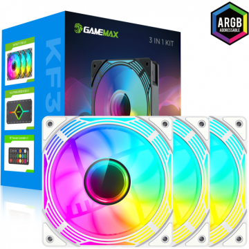 Set 3 Ventilatoare KF300 120MM ARGB PWM Alb