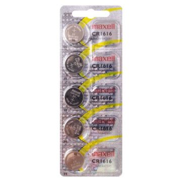 Set Baterii Tip Buton Litiu CR1616 Maxell, 3 V, 55 mAh, 5 Bucati