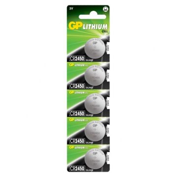 Set Baterii Tip Buton Litiu GP, 3 V, 24.5 x 5 mm, 5 Bucati