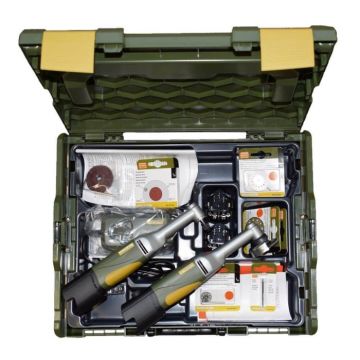 Set pentru gaurire, frezare, taiere si slefuire Proxxon 10005, 10.8 V, 2.5 Ah, 15 piese