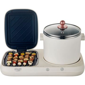 Statie Mic Dejun 2in1 AD 6421 Gratar si Oala 1L 1100W Bej