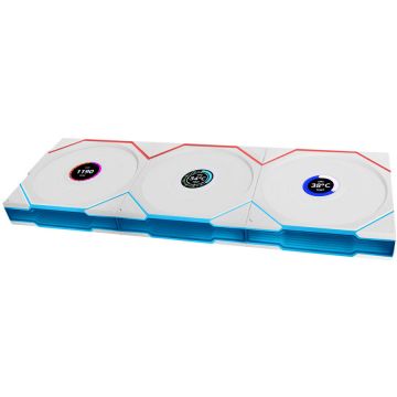 Ventilator UNI FAN TL Wireless LCD ARGB PWM 3er-Pack Controller Reverse Blade 120mm Alb