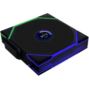 Ventilator UNI FAN TL Wireless LCD ARGB PWM Reverse Blade 120mm Negru