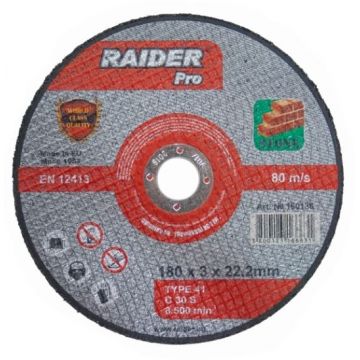 Disc pentru taiat piatra 180х3х22.2mm RDP, Raider 160136