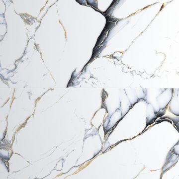 Gresie cu insertii aurii exterior / interior Cobra Black Gold Insert Carving  60X120  lucioasa  portelanata  rectificata  tip marmura