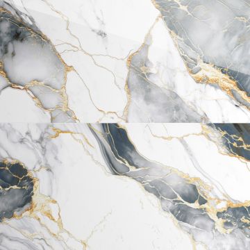 Gresie cu insertii aurii Rozer Grey Gold Insert Carving  60X120  lucioasa