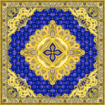 Gresie decorativa / covor ceramic Baroque Amara Azul 121103-1B  120X120 (4 placi 60X60)  lucioasa