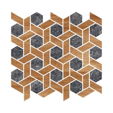 Gresie mozaic exterior / interior Mars Anthracite Wooden Decor  58 x 58 cm  mata  antiderapanta  portelanata  rectificata