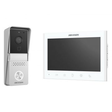 Kit videointerfon analogic Hikvision DS-KIS102-P/Surface, monitor 7 inch, post exterior, plug and play, IP55
