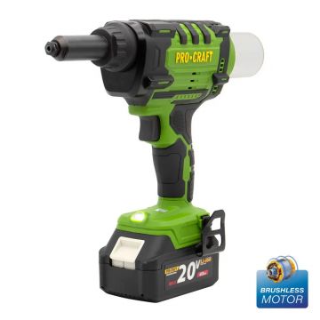 Masina de Nituit nituri-pop cu 2 Acumulatori 2 Ah si Incarcator Procraft PRG20