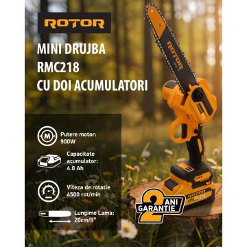 Mini Drujba cu Acumulator Rotor RMC218, 2 Acumulatori 21 V 4.0 Ah