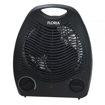 Set 2 x Aeroterma cu 2 Trepte de Putere 1000W/2000W, Indicator Luminos, Neagra