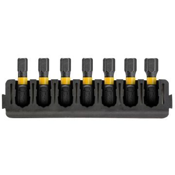 Set 7 biti FLEXTORQ, DeWALT DT70806, HEX mixt, 25 mm, cu un suport compatibil cu sistemul TOUGHCASE