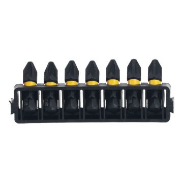 Set 7 biti FLEXTORQ, DeWALT DT70811, PZ2, 25 mm, cu un suport compatibil cu sistemul TOUGHCASE