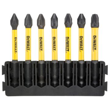 Set 7 biti FLEXTORQ, DeWALT DT70819, PH PZ mixt, 57 mm, cu un suport compatibil cu sistemul TOUGHCASE