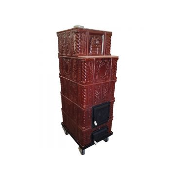 Soba teracota maro  5 randuri  cu roti  45 x 45 x 135 cm  evacuare dreapta