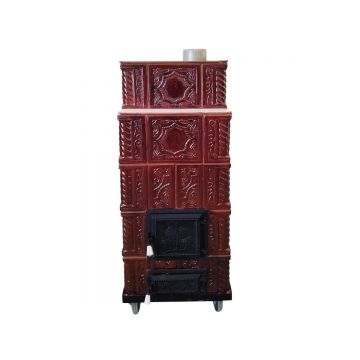 Soba teracota maro  5 randuri  tip Godin  45 x 45 x 135 cm  evacuare dreapta