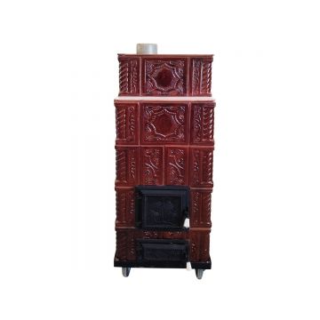 Soba teracota maro  5 randuri  tip Godin  45 x 45 x 135 cm  evacuare stanga