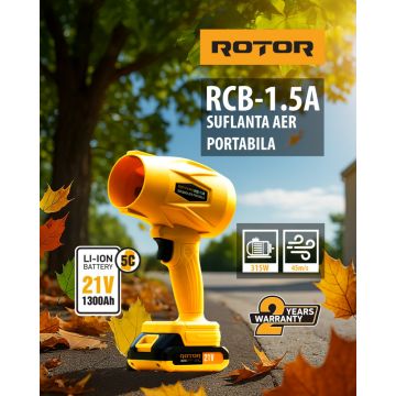 Suflanta Aer pe Acumulator Rotor RCB-1.5A 45m/s, 21V/1,3Ah