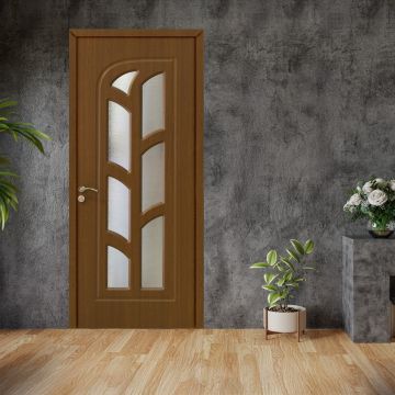 Usa de interior din lemn Modern  cu geam  OP 064 Stejar Inchis 2000/800