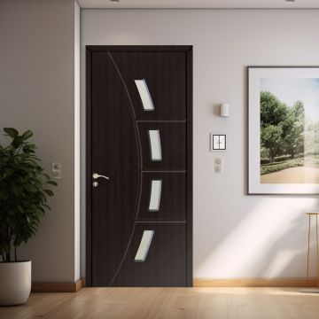 Usa de interior din lemn Modern  cu geam  OP-156 2000/600 Wenge