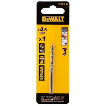 Burghiu Black&Gold pentru metal DeWALT DT20516, tip HSS, 3.5 x 39 x 70 mm, coada cilindrica