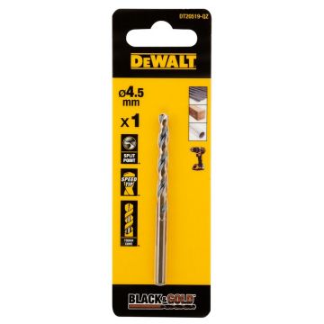 Burghiu Black&Gold pentru metal DeWALT DT20519, tip HSS, 4.5 x 47 x 80 mm, coada cilindrica