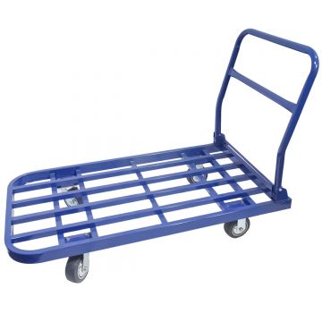 Carucior pliabil, platforma transport marfa, Naimeed D5653, roti silentioase, 120x65x86cm, 400kg, Albastru