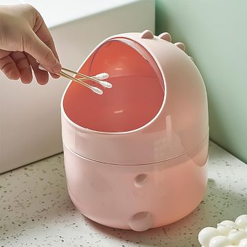 Cos de gunoi, cu capac, model dinozaur, Naimeed D5356, Roz, 14x14x20cm